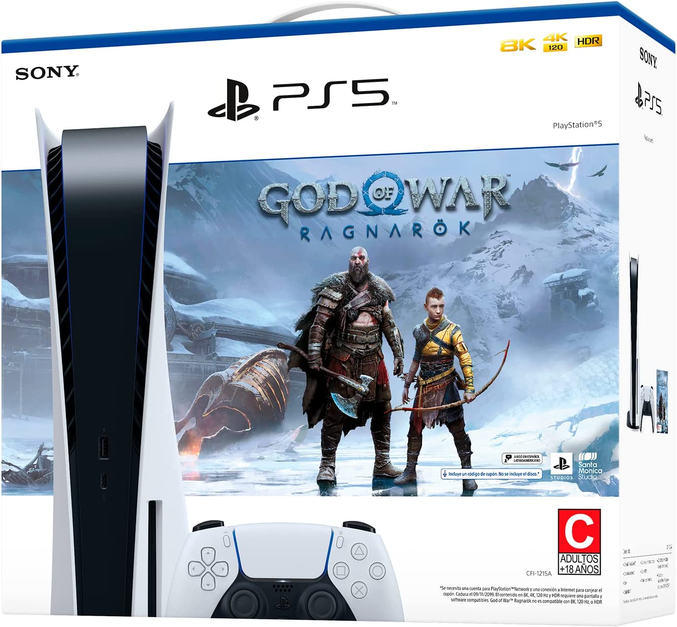 Consola PlayStation 5 + God of War Ragnarok  (con lector de discos y disco duro de 865 GB)