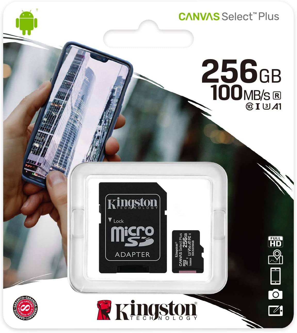 Tarjeta de memoria Micro SD Kingston MicroSDXC Select Plus de 256GB (compatible con Nintendo 3DS/XL/2DS, Switch, PC, Smartphones)