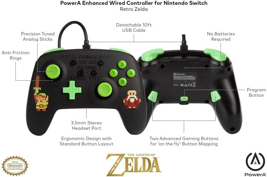 Control alámbrico PowerA Enhanced modelo Pixel The Legend of Zelda (Switch)